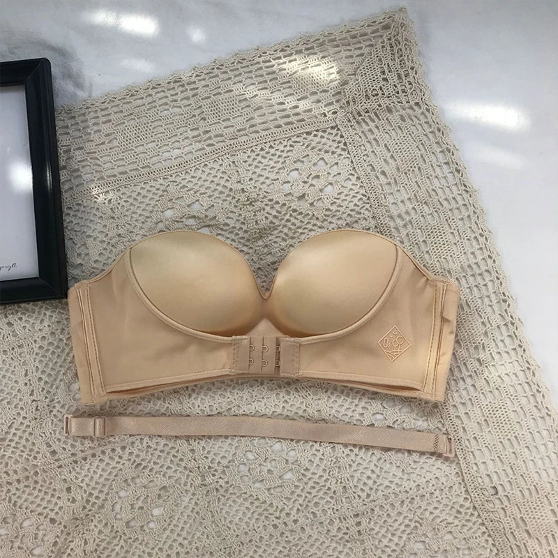 Strapless Bra For Women Outdoor Summer Wear Thin Non-slip Seamless Invisible Chest Tube Shrink Jelly Wrap Bra