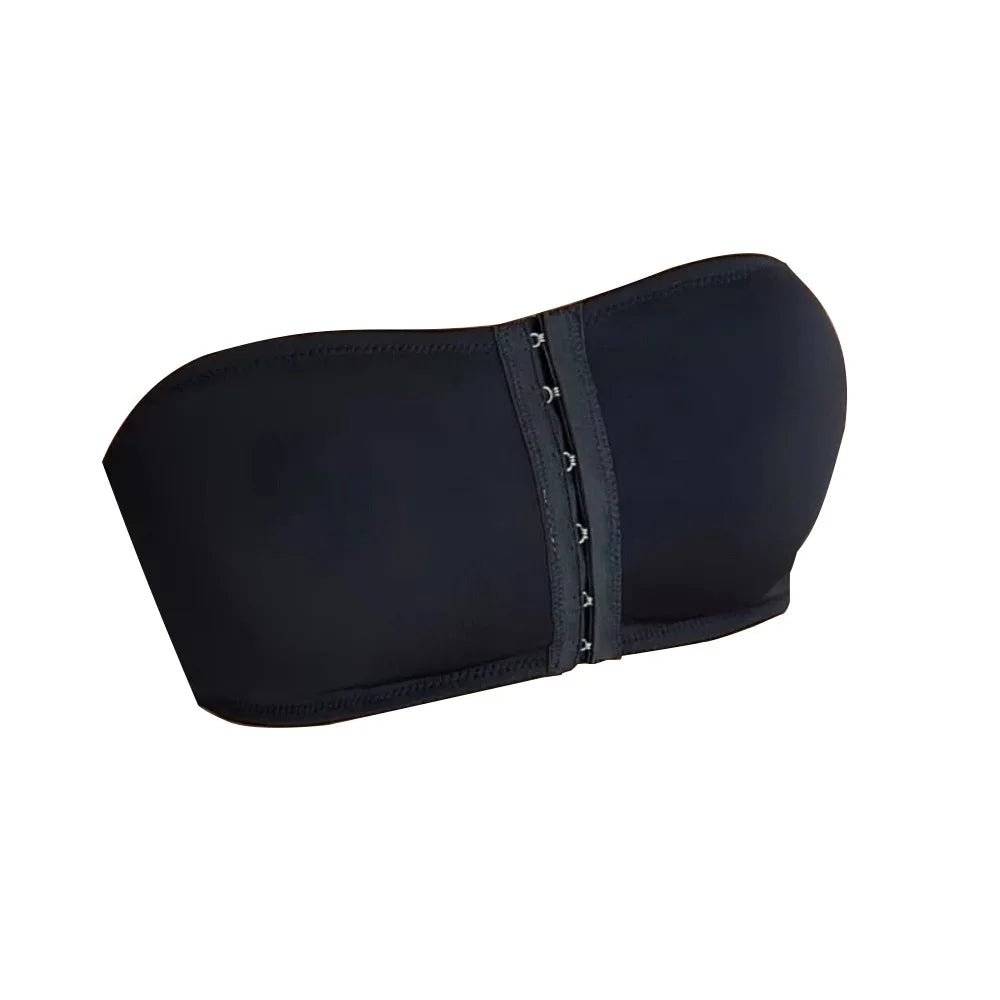 Strapless Front Button Bandeau Invisible Soft Cushion Tube Top Removable Padded No Underwire Wireless Bralette for Women