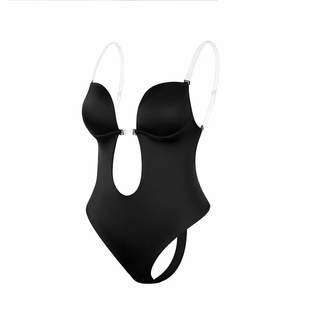 Plunge Bras Thongs Lingerie Full Body Shaper Invisible Push Up Bra U Plunge Backless Underwear Backless Dress