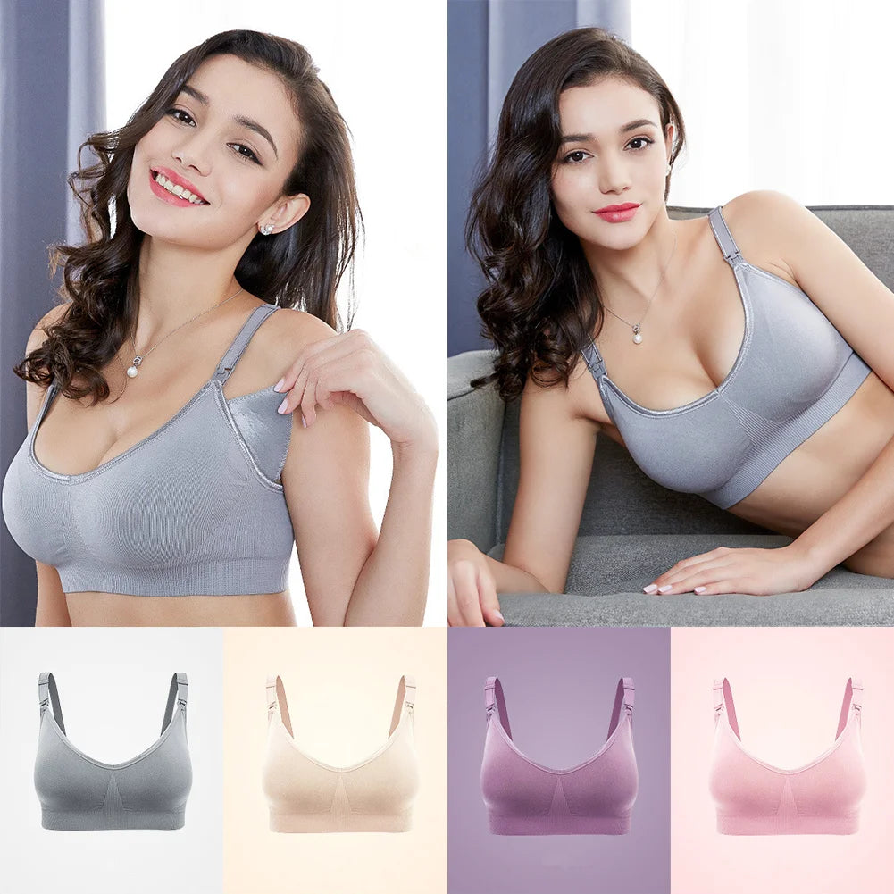 WEICHENS Nursing Bras for Women Easy Breastfeeding Seamless Comfort Maternity Bra Wireless Pregnancy Push Up Sleeping Bralette