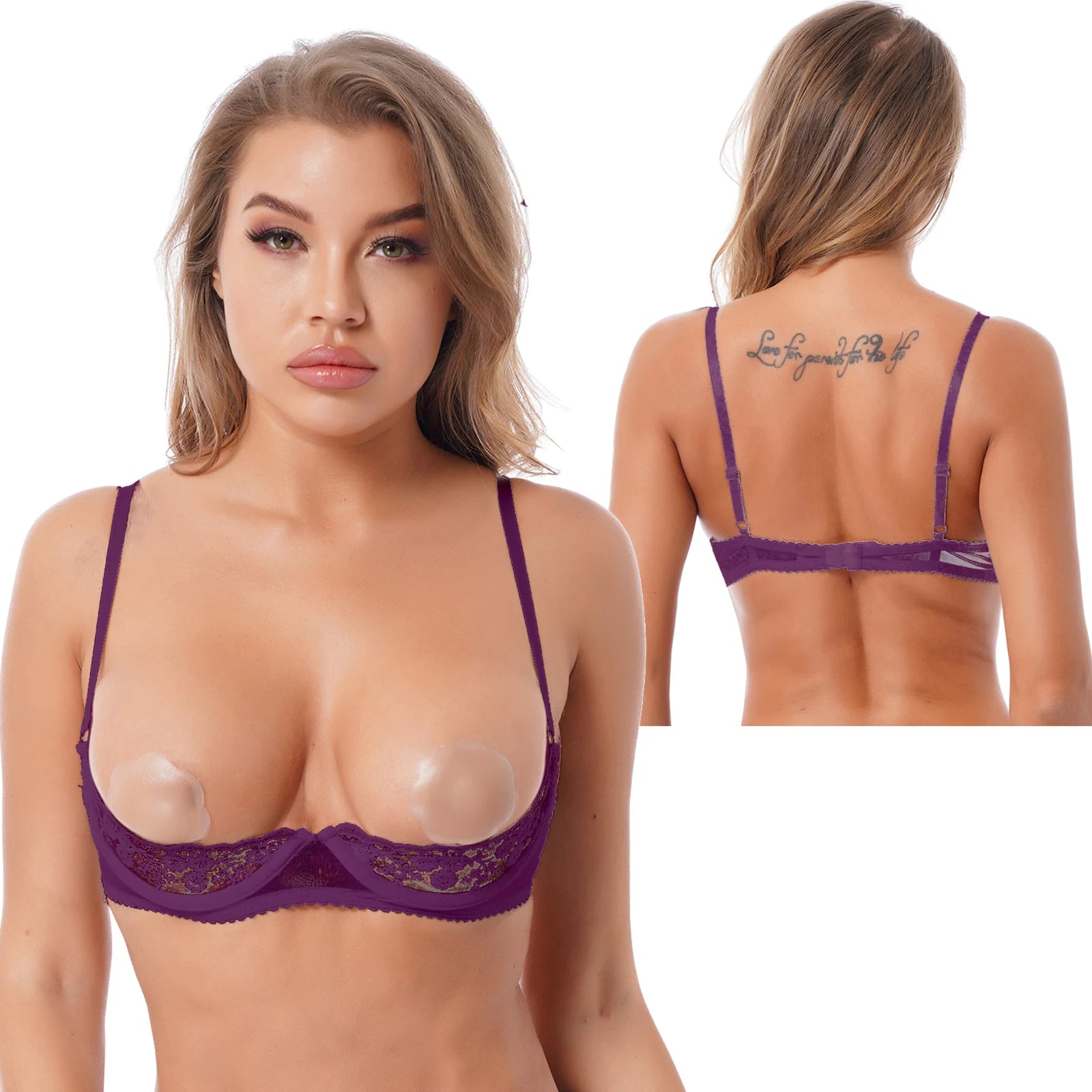 Women Lace Bra Underwear Adjustable Strap Half A Bra Unlined Brassiere Lingerie Sheer Floral Underwired