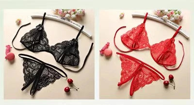 Sexy  Women's Lace  Transparent Thin Large Size  Loose Ice Silk Small Chest Gathering Underwear