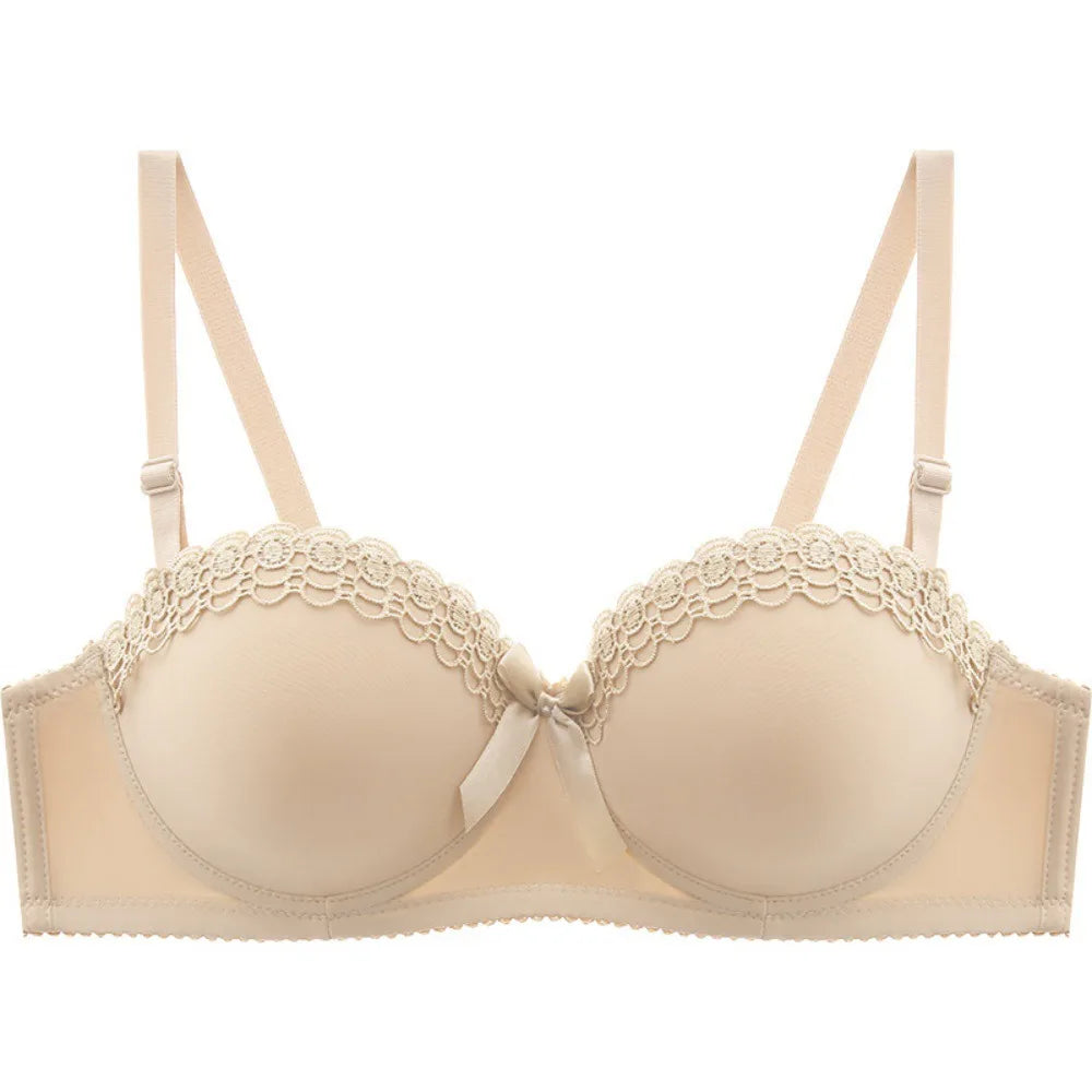 Push Up Gathered Deep V Bra Anti-sagging Underwear Lace Bras Shockproof Lingerie Bras for Women Gift
