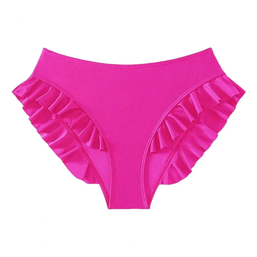 Women Swim Trunks High-waisted Ruffle Trim Bikini Bottoms for Women with Tummy Control Quick-drying Beachwear Swimwear Trunks