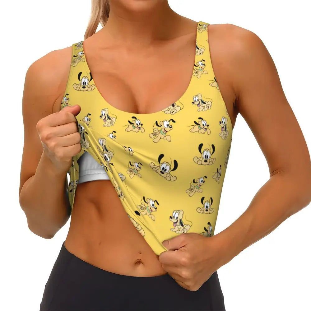 Custom Pluto Anime Manga High Impact Sports Bras for Women Classic Seamless Workout Yoga Crop Tank Tops