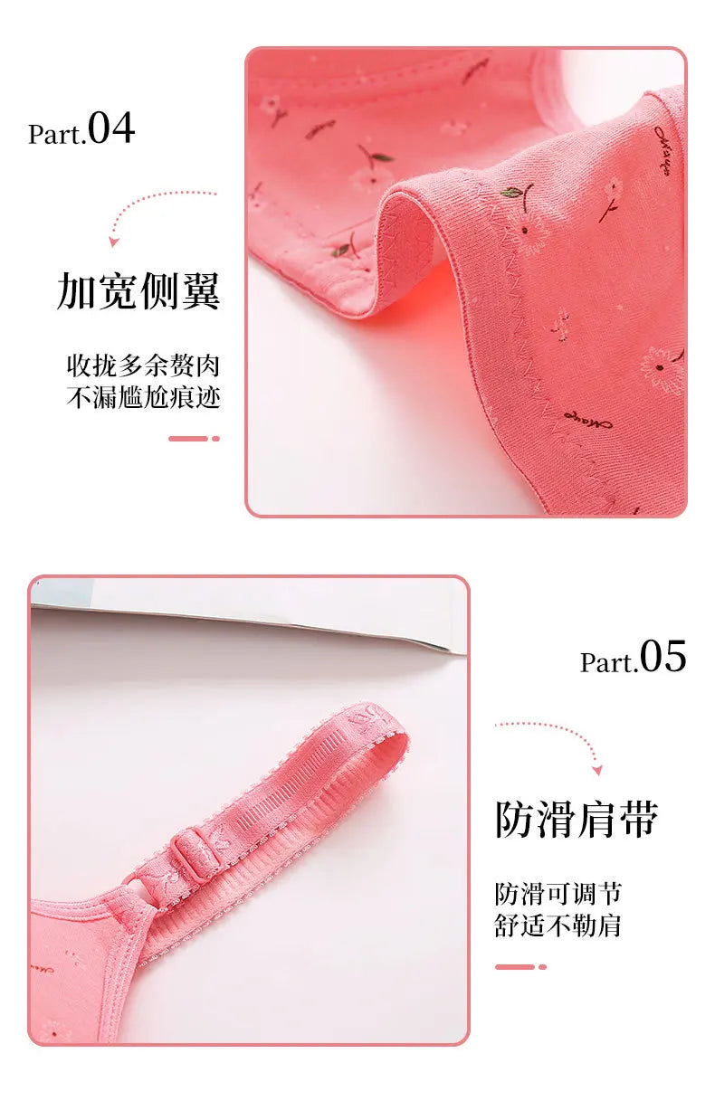Large and Thin Underwire Bra Without Steel Ring Comfortable Gathering and Breathable Bra for Middle-aged and Elderly Mothers