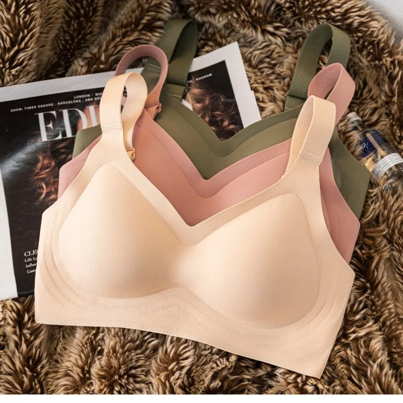 2Pcs/Set Bras For Women Sports Tops Seamless Underwear Padded Sexy Lingerie Wide shoulder Straps Bra Female Intimates