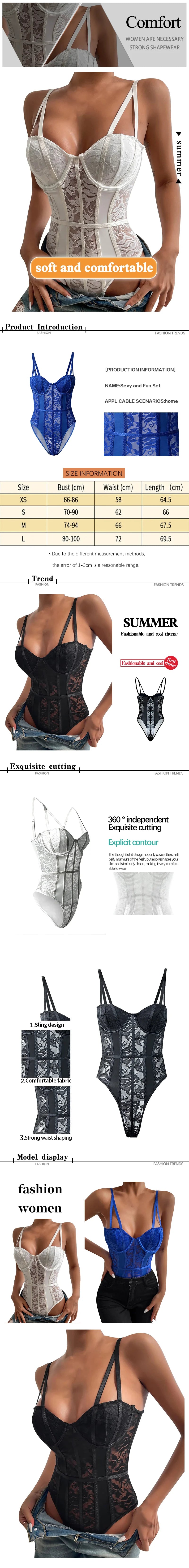Bodysuit Light Compression Bodysuit Slimming Ladies Sexy Lace Corset Thin Sexy Jumpsuit Woman Bustier