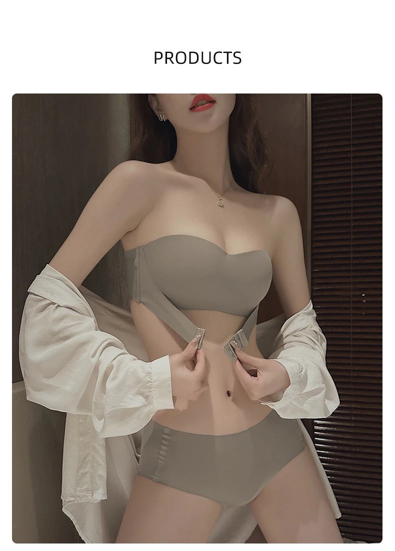 1pcs Women's Strapless Bras Lady With Padding Seamless Front Button Bra Female Comfortable Smooth Underwear Invisible Brassieres