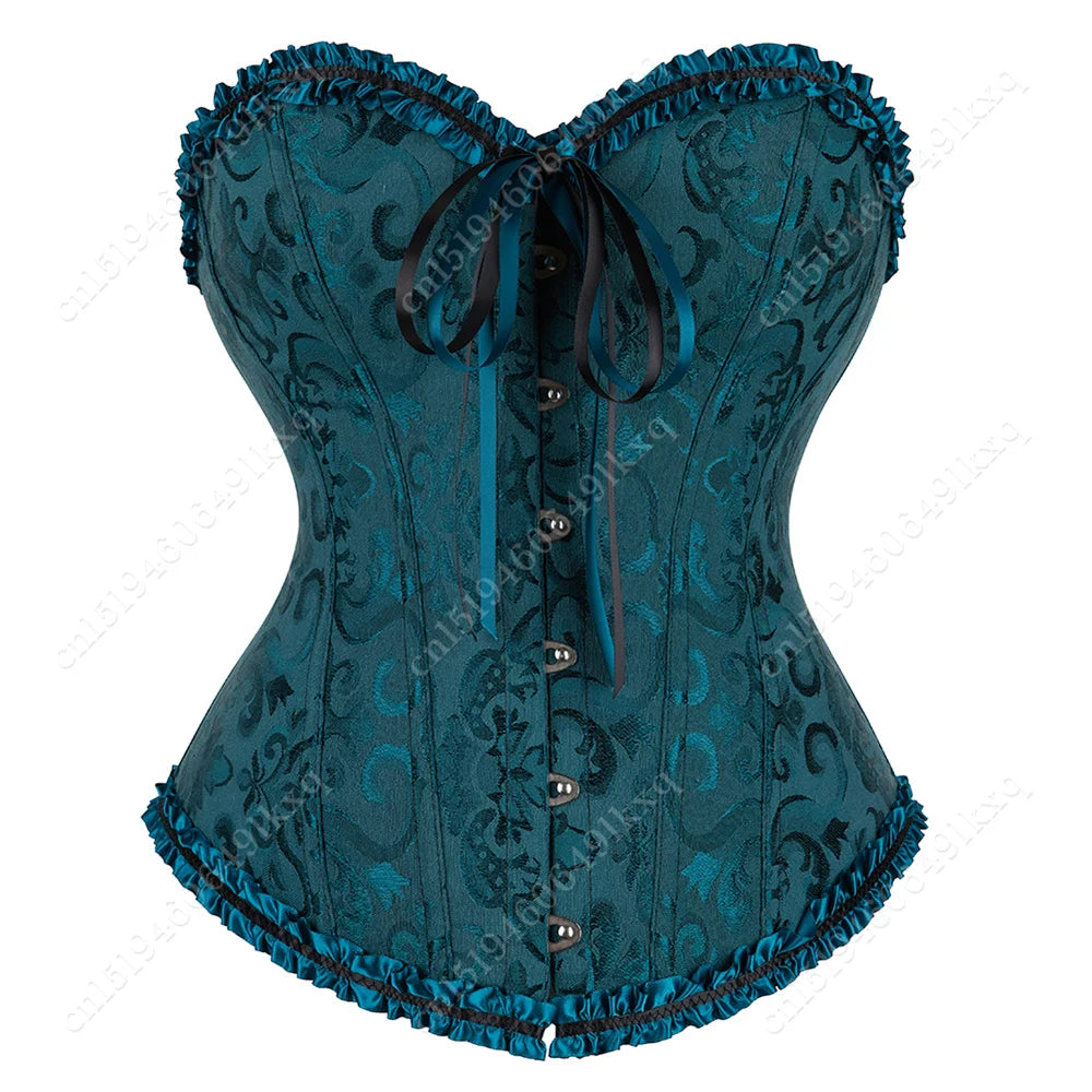Corset Bustier Top for Women Bustier Overvst Sexy Lace Up Sexy Floral Corset Lingerie Gold Yellow