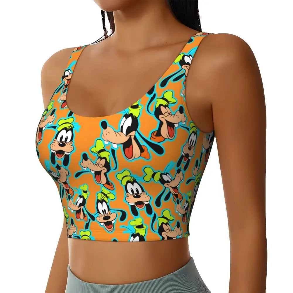 Custom Goofy Cartoons High Impact Sports Bras for Women Mangas Seamless Workout Running Crop Tank Tops