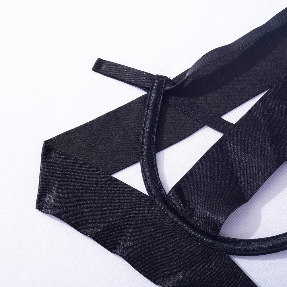 Ellolace Bandage Sexy Lingerie Bodysuit Women Halter Hollow Out Exotic Clothes Black Porn Bottom Sissy Hot Sensual Body