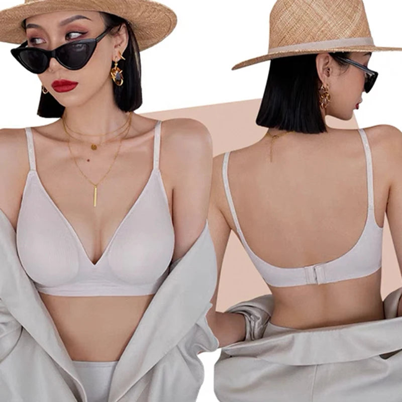 Seamless Bras For Women Sexy Lingerie Letter Strap Tops Wireless Brassieres Push Up Underwear Deep V Intimates U Back Bralette
