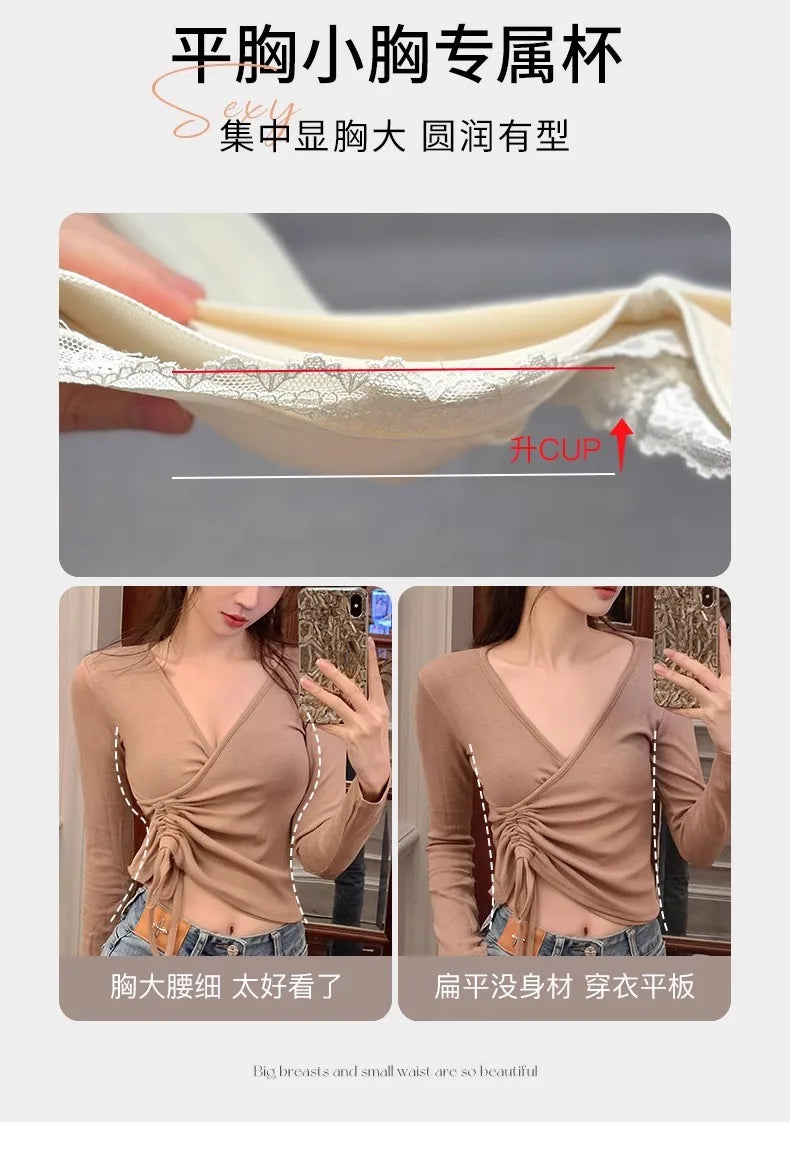 Bralette Dentelle Automne T32-38 - Sans Armatures Anti Écartement pour Petite Poitrine, Ajustable Confort Sexy Soutien-Gorge