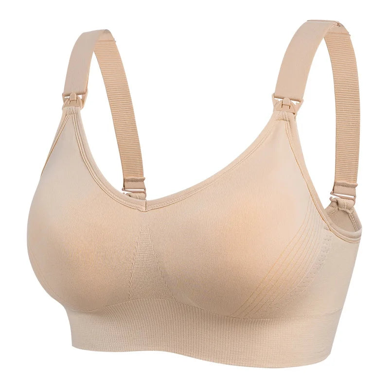 Wire-Free Nursing Bra for Pregnant Women with Large Bust Front Clip Maternity Full Cup Breathable Supportive Nursing Bras