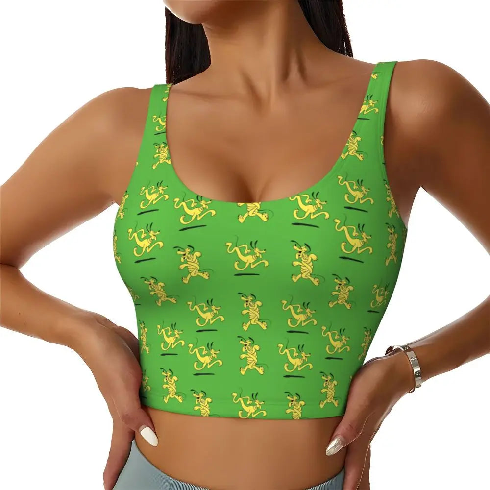 Custom Pluto Anime Manga High Impact Sports Bras for Women Classic Seamless Workout Yoga Crop Tank Tops