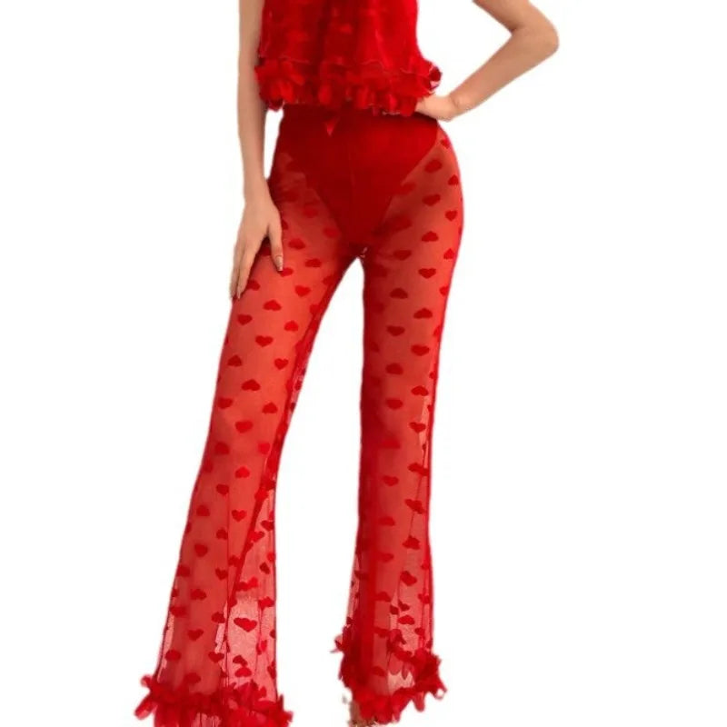 Sexy Lingerie Sets  with See-through Lingerie  2-piece Pajama Set for Home Wear   Women's Summer Sexy Pajamas Set  Corset Mujer