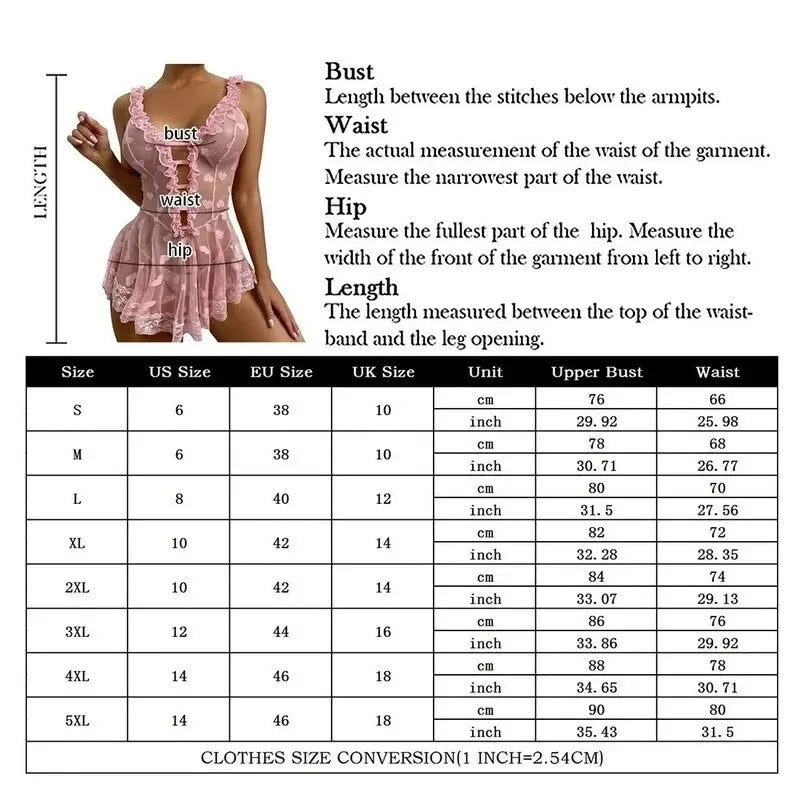 Romantic Lace Sexy Lingerie Babydoll Nightgown for Women with Ruffles Hollow Open Bra Design Love Sex Theme Seductive Erotic Cos