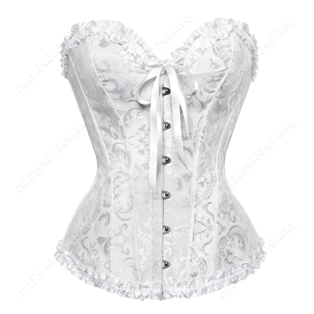 Corset Bustier Top for Women Bustier Overvst Sexy Lace Up Sexy Floral Corset Lingerie Gold Yellow