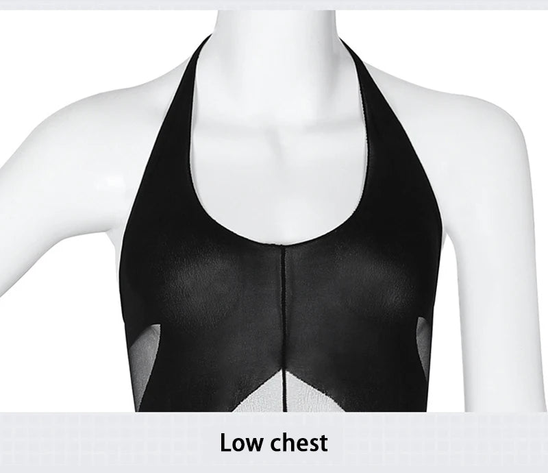 Erotic Lingerie Women Transparent Bra Set Sexy Catsuit Open Crotch Body Stockings Halter Backless Bodysuit Teddy Underwear Set