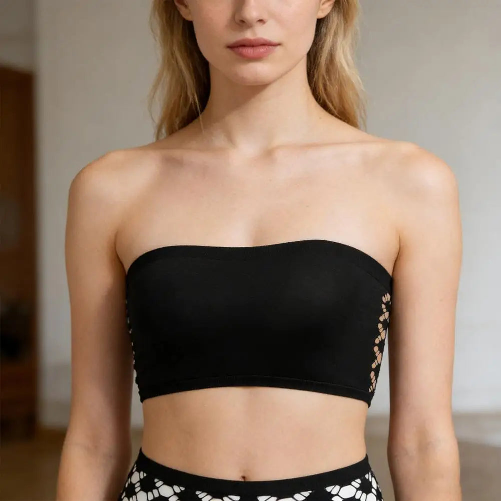 Wireless Push-up Bra Strapless Padded Bandeau Bra Wireless Push-up Bralette Non-slip Lace Back Tube Top Strap Comfort for Women