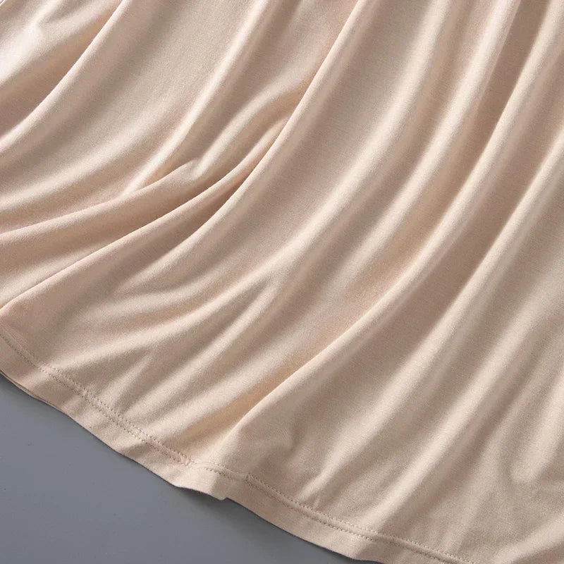 Womens Girls Modal Half Slips Underskirt Basic Soft Lace Trim Petticoat Underdress Intimates Safety Skirt Underwear