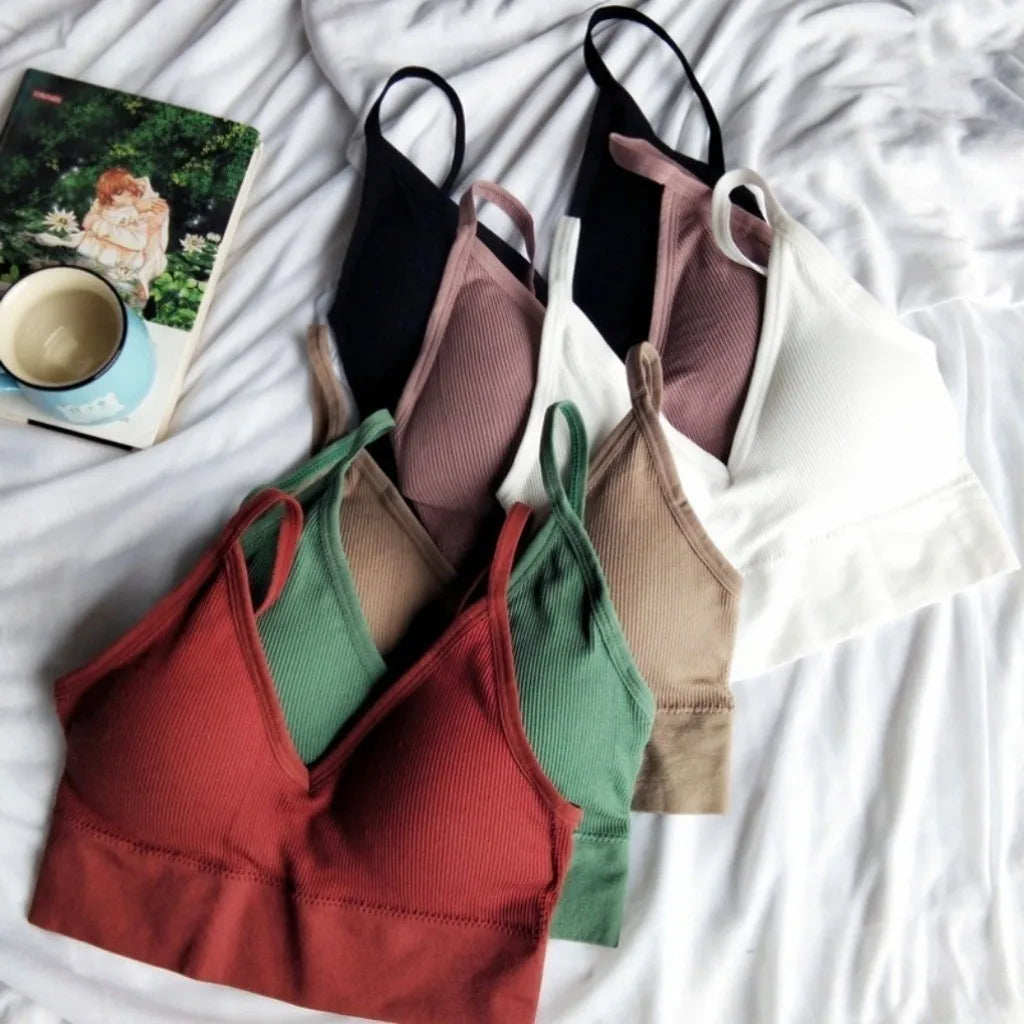 Sexy Sports Bra for Woman Solid Seamless Wireless Cami Bra Bralette Tops U Beautiful Back Comfortable Lingerie Bra