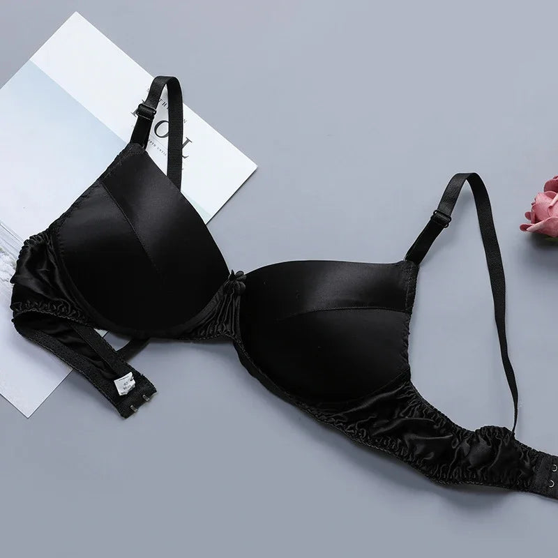 Comfortable Double Sided Silk Bra Without Steel Rims for Women B Cup Thin Oversized Wireless Bra  Soft Comfort Lingerie