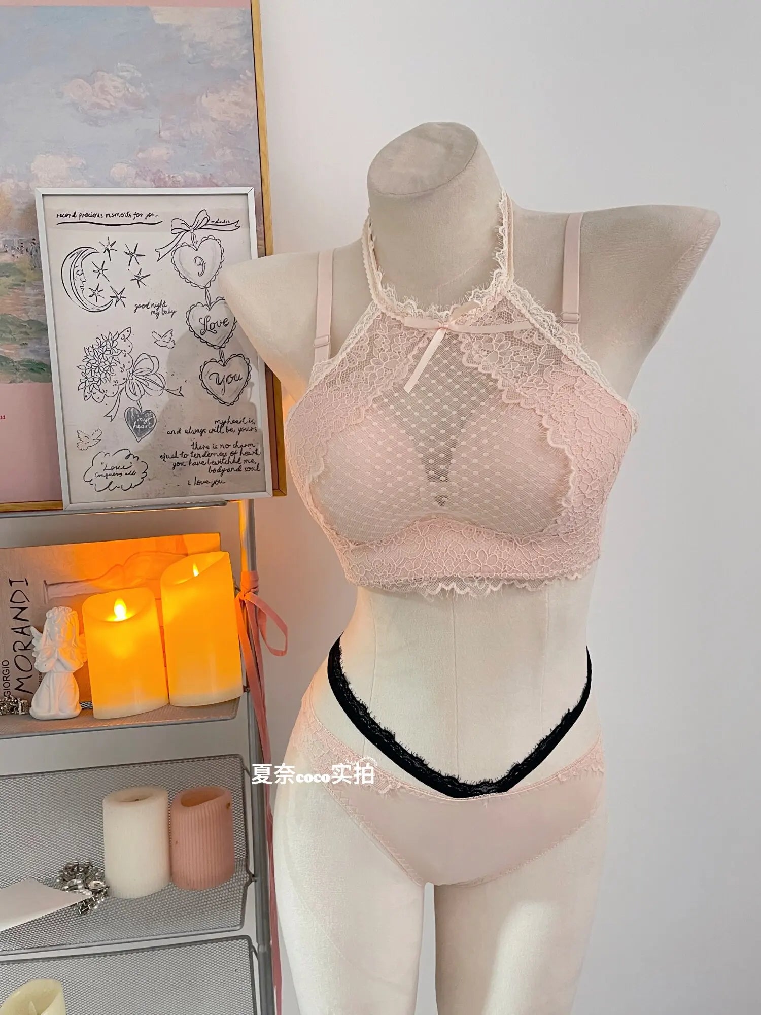 Lace Plunge Bra Push Up Bralette See Through Mesh Lingerie Double Layer Deep V Top Flattering Fit for Petite Bust Everyday Wear