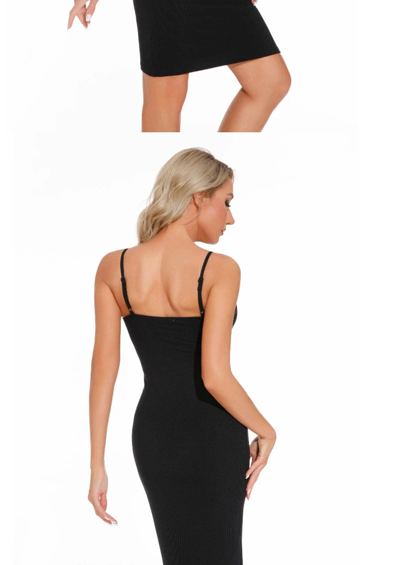 Women Shapewear Dress Control Slips Body Shaper Tight Slimming Control Panties in 1 Short Sleeves Casual Summer Dresses
