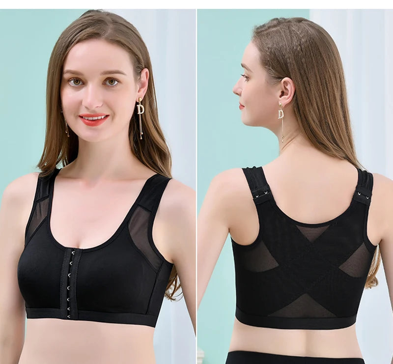 Large Size Sexy Front Closure Bra Wire Free Brassiere Intimates Women's Push Up Bralette Underwear Female Unlined Bras Lingerie