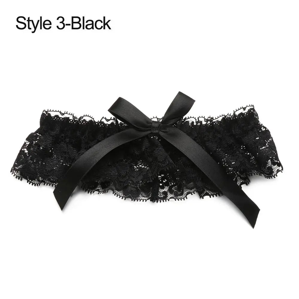 Sexy Fashion Lingerie Garter Belt Wedding Bride Leg Garter Cosplay Party Accessories Bowknot Lace Elastic Leg Ring