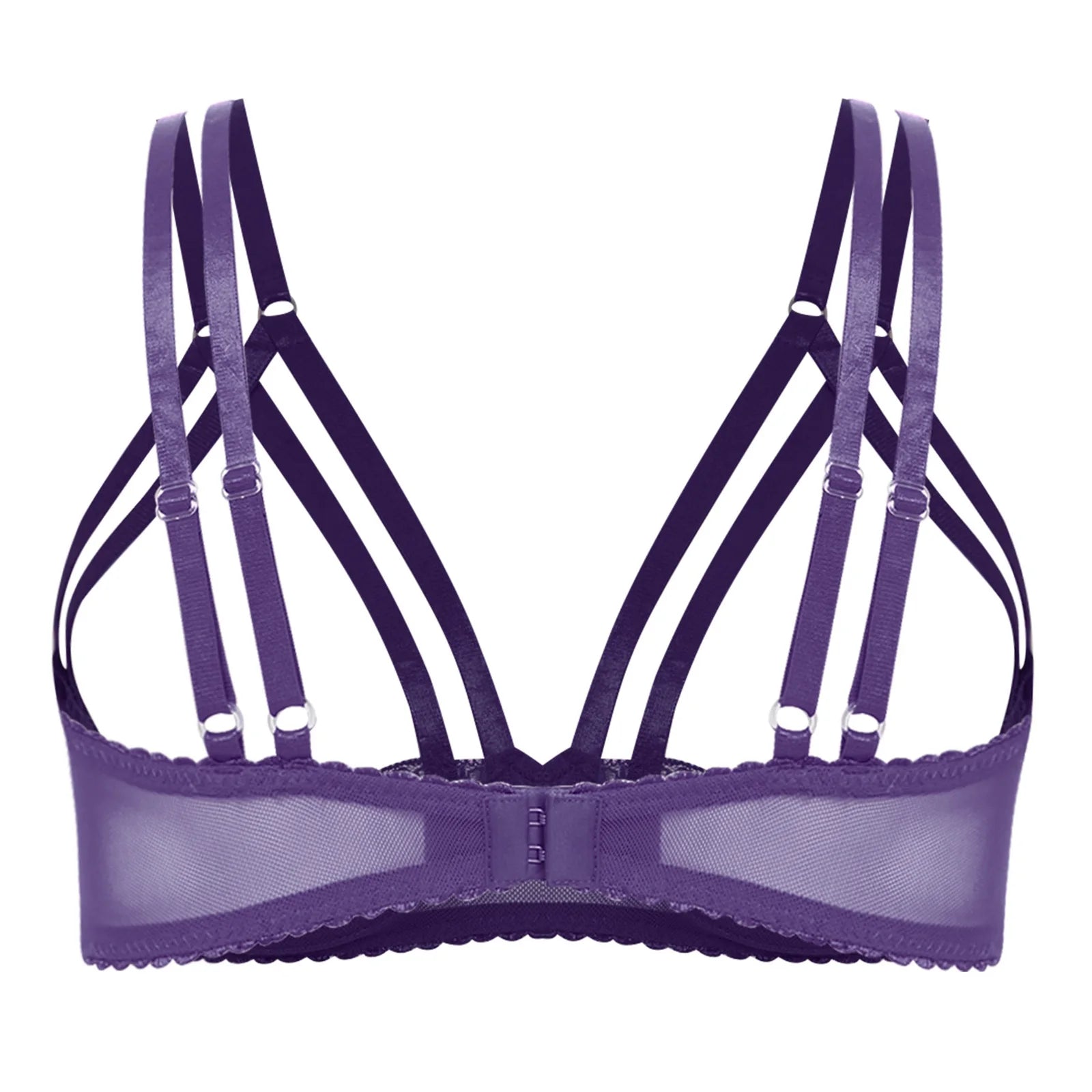 Womens Lingerie 3/4 Lace Cup Bra Push Up Balconette Tops Cupless Brassiere Underwire Open Breast Cup Exposed Nipple Bralettle