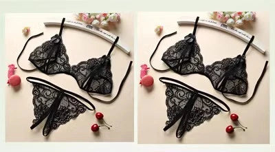 Sexy  Women's Lace  Transparent Thin Large Size  Loose Ice Silk Small Chest Gathering Underwear