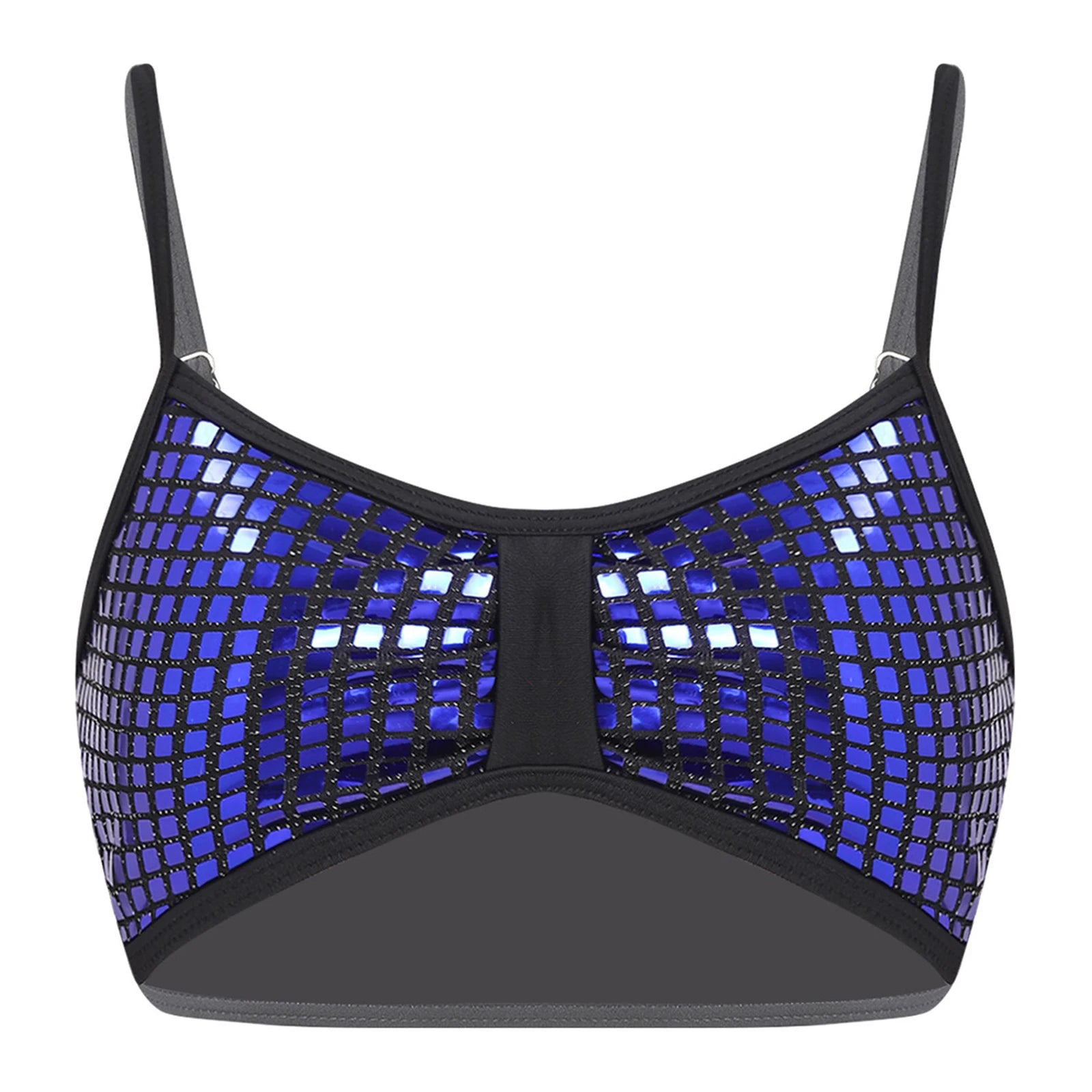 Womens Bikini Swimsuit Tops Glittery Sequin Bra Camisole Tops Adjustable Shoulder Straps Removable Chest Pads Crop Vest Tank Top