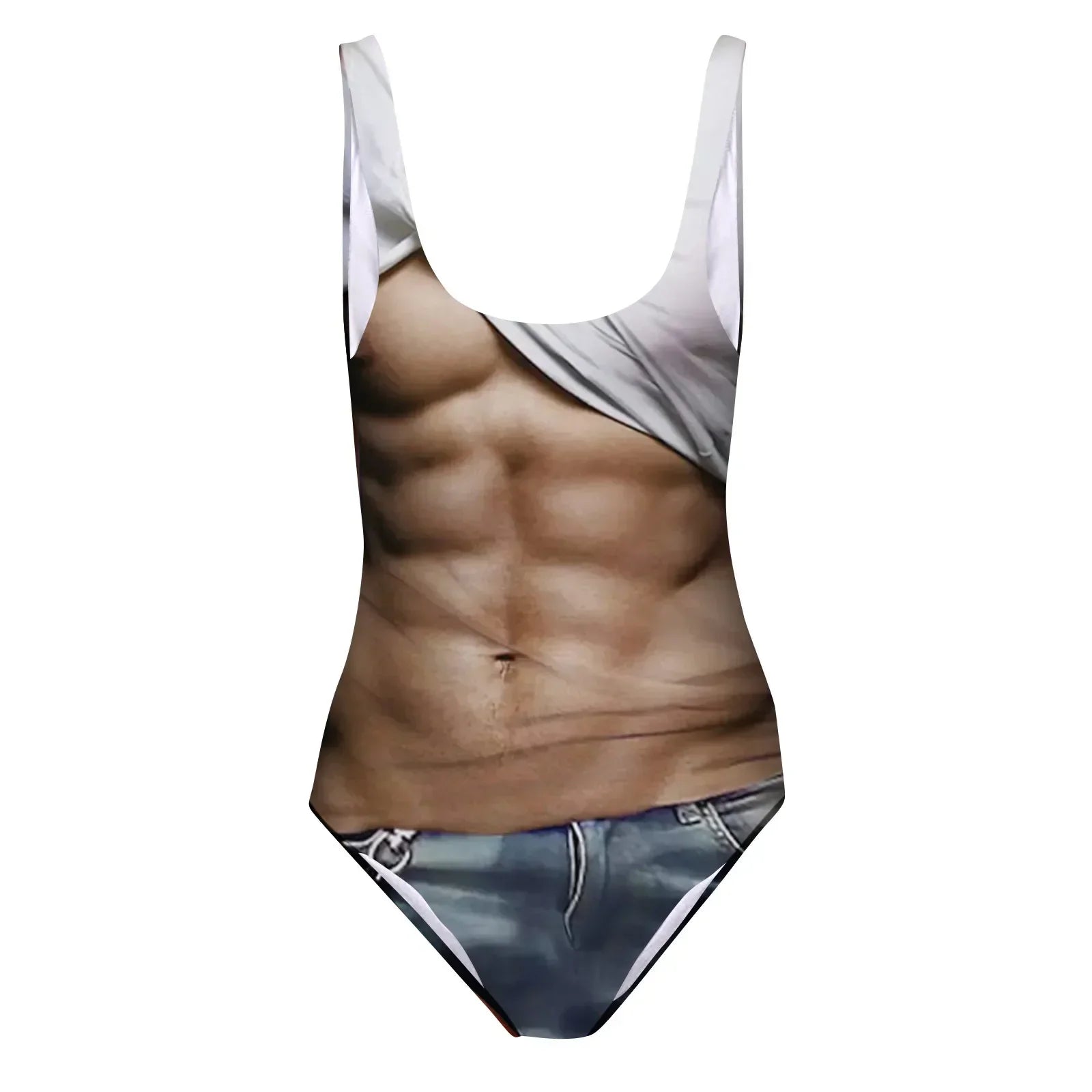 One-Piece Suits 2025 Trendy Women's Sexy Funny 3D Fake Breast Hairy Funny Print Swimsuit Bathing Suit Beach Outfits Bikini Mujer
