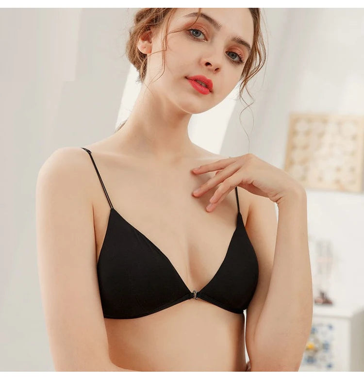 Bralette French Triangle Cup Bras for Women Comfort Cotton Bra Girl Summer Thin Soft Sexy Push Up Seamless Invisible Underwear