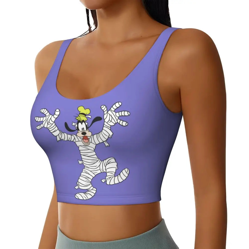 Custom Goofy Cartoons High Impact Sports Bras for Women Mangas Seamless Workout Running Crop Tank Tops