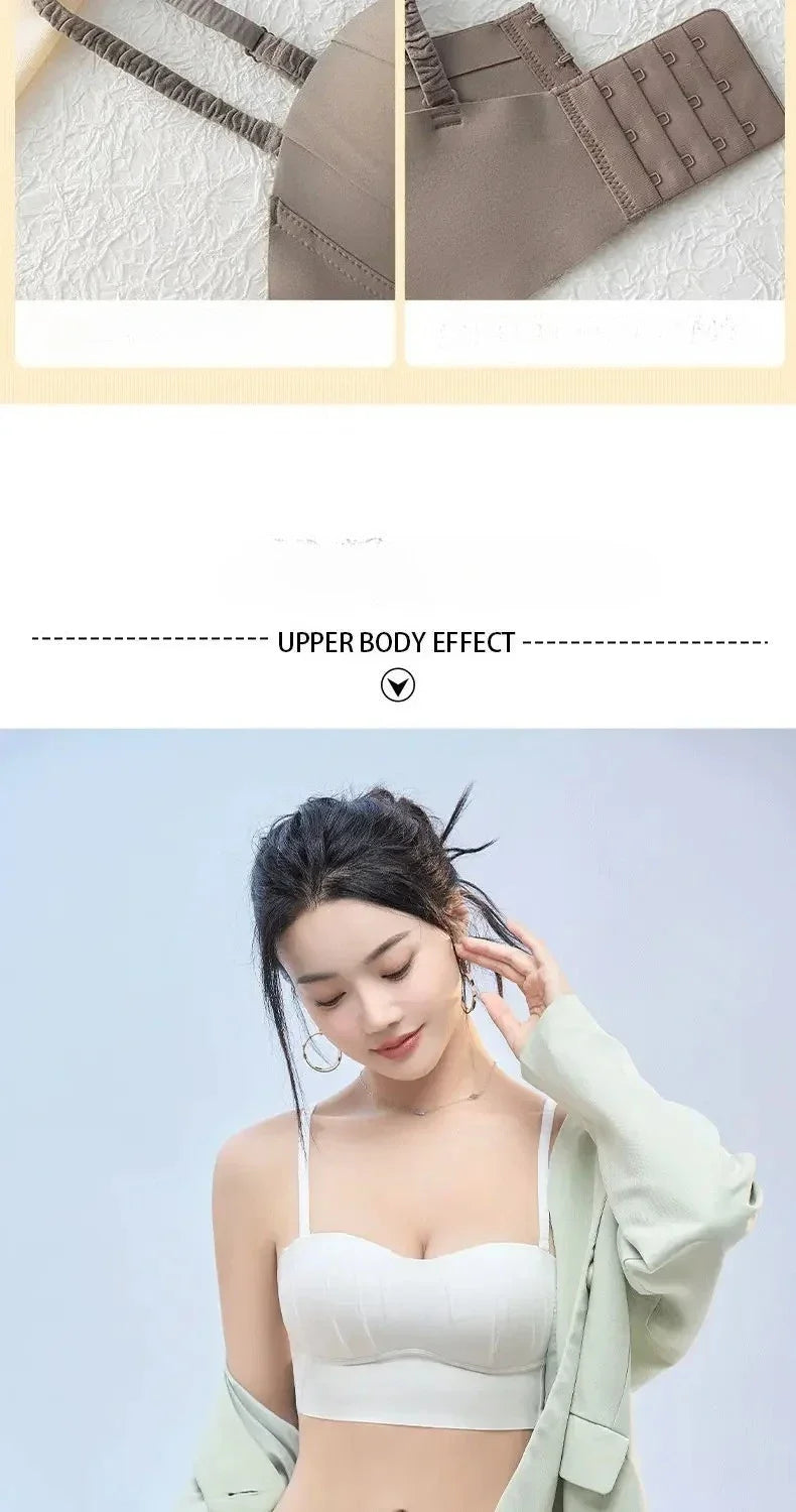 Sexy Push Up Bras French Pleated Bra New Detachable Ringless Thin Gather Bra Without Underwire Seamless Underwear for Women New