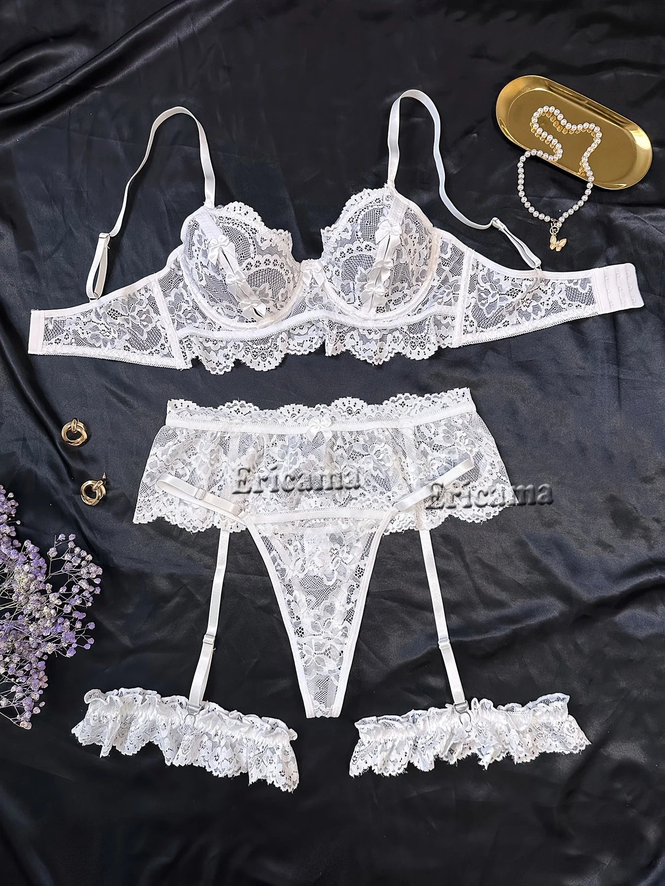 Lingerie Set Transparent Bra Set Hot Erotic Sexy Costumes Solid Color Underwear Seamless Bra Thong Garters Sexy Lingerie Sets