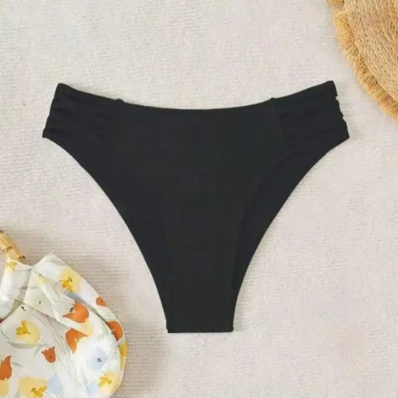 Sexy Side Strappy Bikini Bottom Hollow Out High Cut Swim Trunks Beachwear