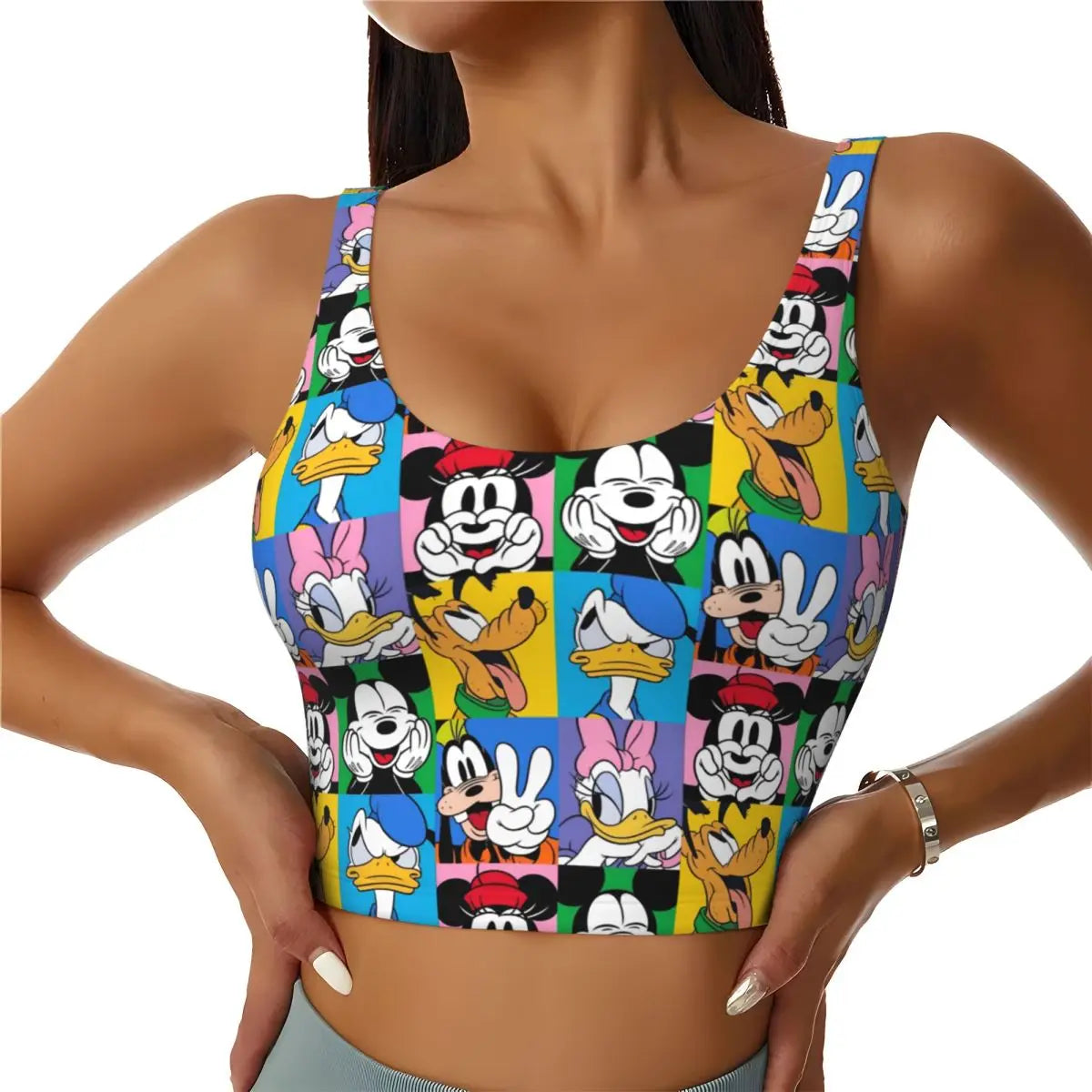Custom Goofy Cartoons High Impact Sports Bras for Women Mangas Seamless Workout Running Crop Tank Tops