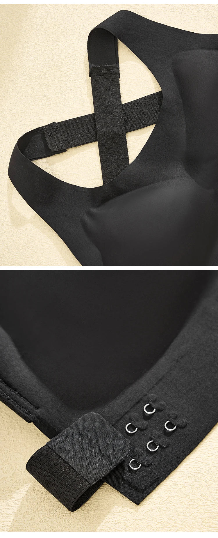 Women's Push-Up Wireless Bra Lightweight Comfort Style with Side Closure Cross-Back Straps Seamless Breathable Sports Bra