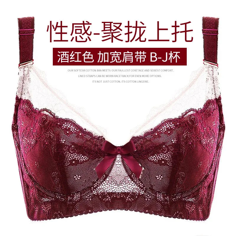 Lace Bra Women's Full Coverage Lightly Padded Underwire Balconette 34 36 38 40 42 44 46 B C D E F G H I J