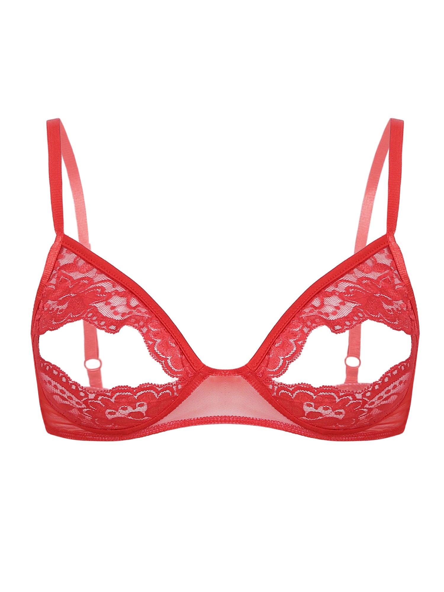 Women Nipple Exposed Bra Sexy Open Cup Lace Lingerie Exotic Brassiere Nightclub See-through Bralette Wire-free Unlined Bra Top