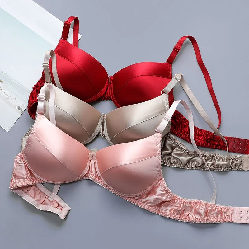Comfortable Double Sided Silk Bra Without Steel Rims for Women B Cup Thin Oversized Wireless Bra  Soft Comfort Lingerie