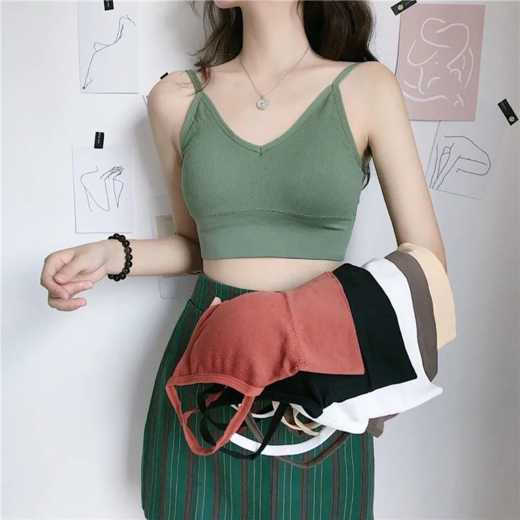 Sexy Sports Bra for Woman Solid Seamless Wireless Cami Bra Bralette Tops U Beautiful Back Comfortable Lingerie Bra
