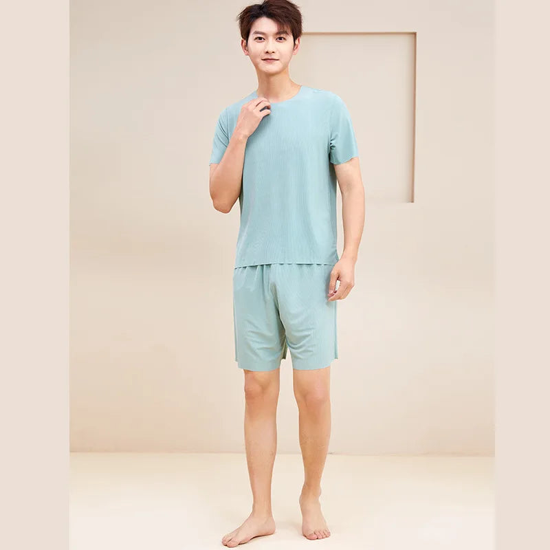 Silk pajama set for men - seamless, loose-fitting, large-sized home wear pajamas
