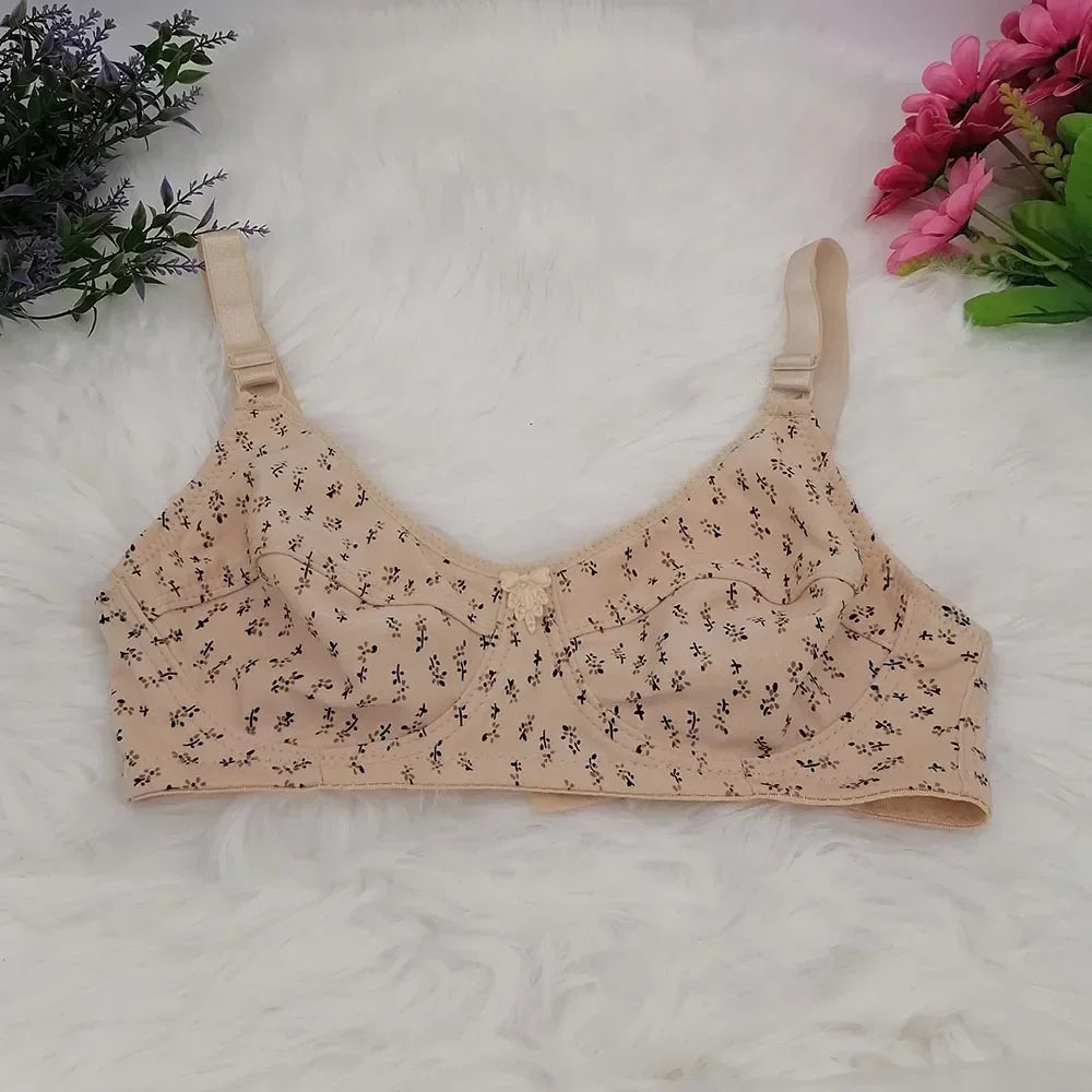 Printing Floral unlined cotton bra comfortable bras for women push up Seamelss underwear sexy lingerie plus size bra 34B-46C C32