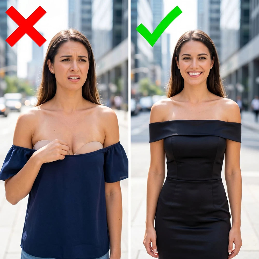 Strapless Push Up Jelly Bra Women's Bandeau Bra Without Straps Non-Slip Seamless Bralette No Underwire Soft Daily Brassiere